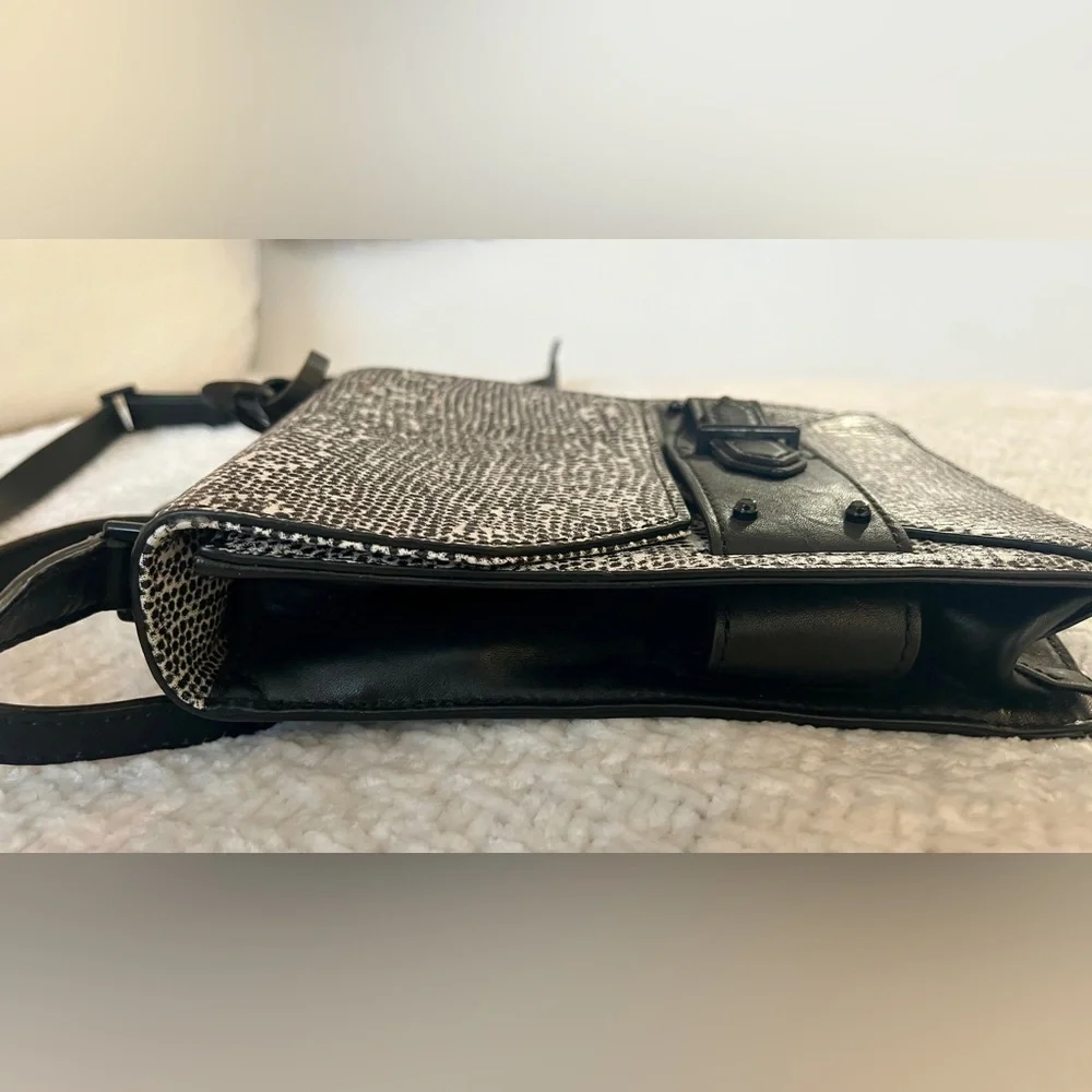 Derek Lam 10 Crosby Bag Crossbody Black Cream Snake Print Leather Flap Front